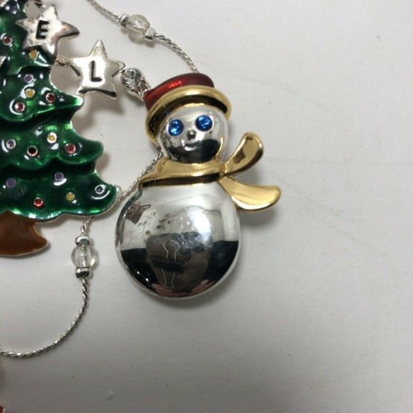 Snowman Christmas Tree Silvertone Anklet - Picture 3 of 8